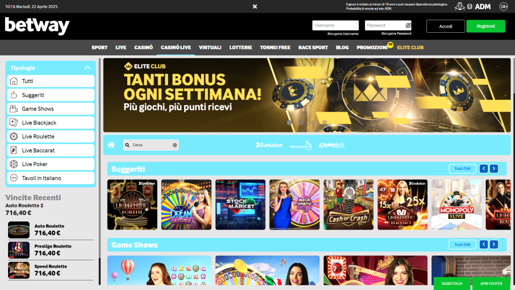 Giochi dal vivo