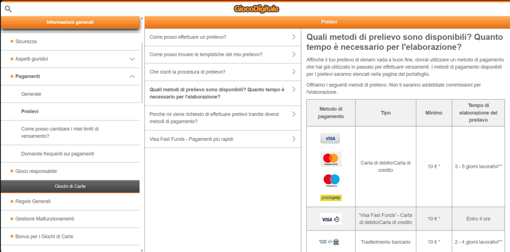 Metodo di pagamento