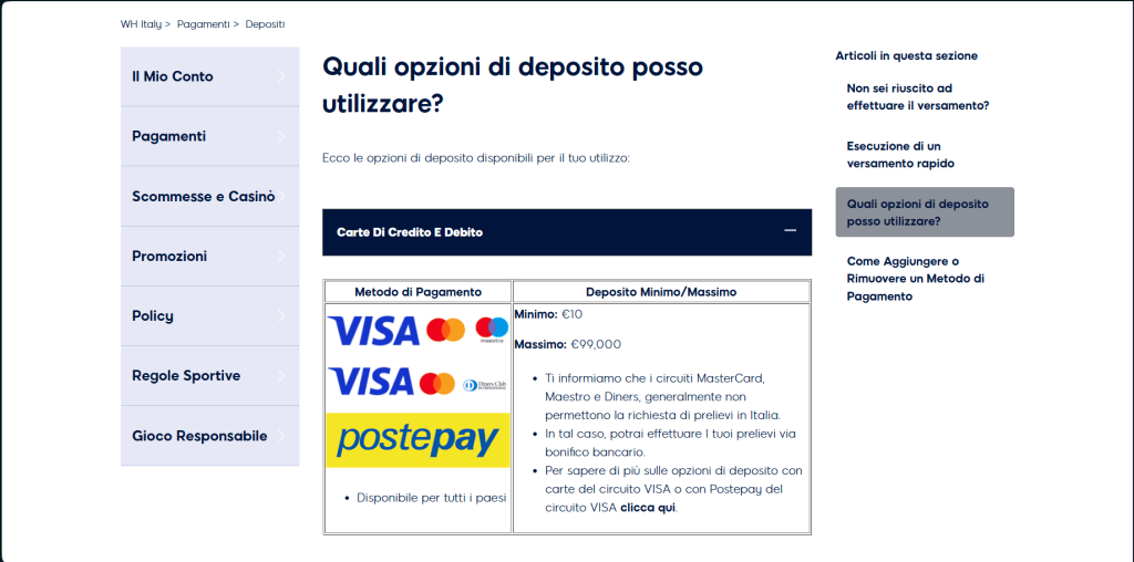 Metodo di pagamento